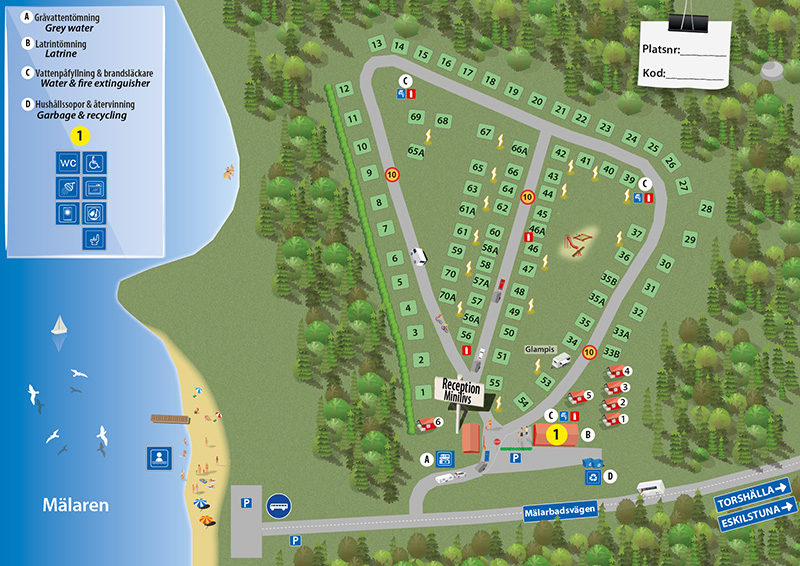Karta över Mälarbadens Camping